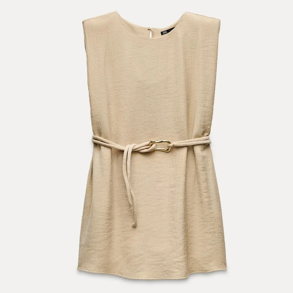 Zara Set 2 Pc belted Top and Wide Pants Size S